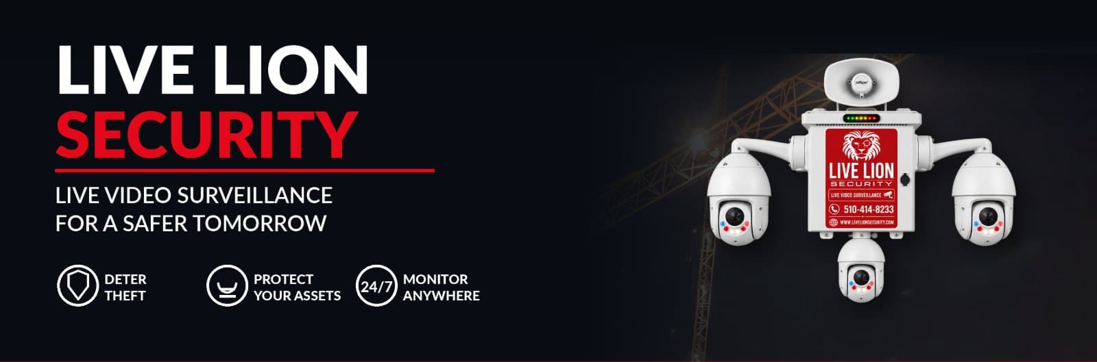 Live Lion Security live video surveillance cameras for construction sites: deter theft, protect your assets, monitor anywhere 24/7